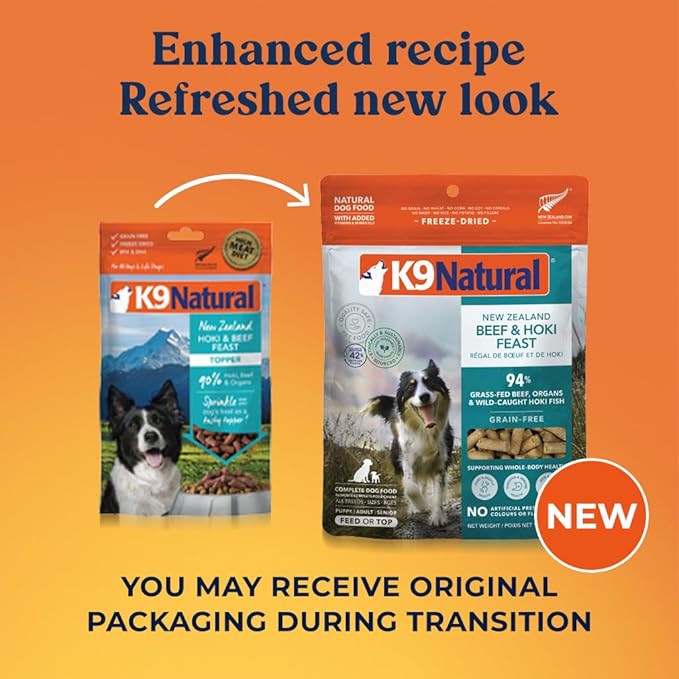 K9 Natural - Grain Free Freeze Dried Dog Food - Hoki & Beef, 4lb