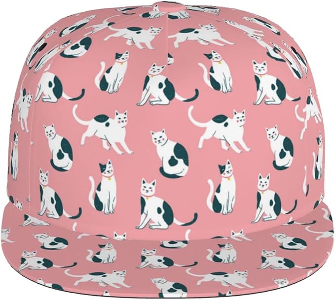 Cute Funny Cat Baseball Cap for Women Men Adjustable Flat Brim Cap Summer Baseball Sun Hats for Travel Hiking