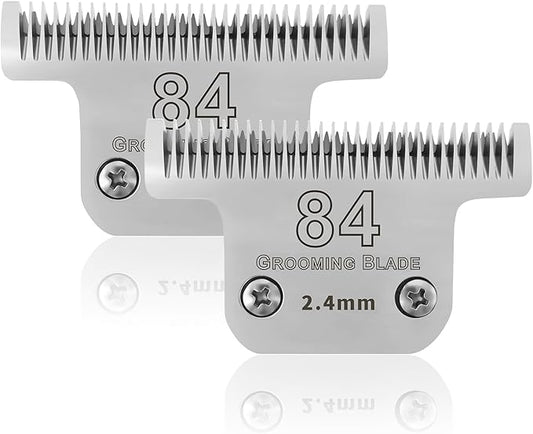 2 Pack T84# Detachable Pet Dog Grooming Stainless Steel Blades,Compatible with Andis/Oster A5/Wahl KM10 Series Dog Clippers,Cut Length 3/32"(2.4mm)