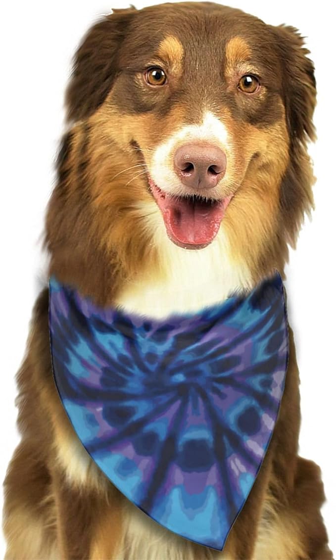 Tie Dye Blue Purple Dog Bandana Scarf Triangle Bibs Pet Accessories Cat Kerchief