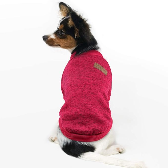 Idepet Pet Dog Classic Knitwear Sweater, Fleece Coat for Small,Medium,Large Dog,Warm Pet Dog Cat Clothes,Soft Puppy Customes (S, WineRed)