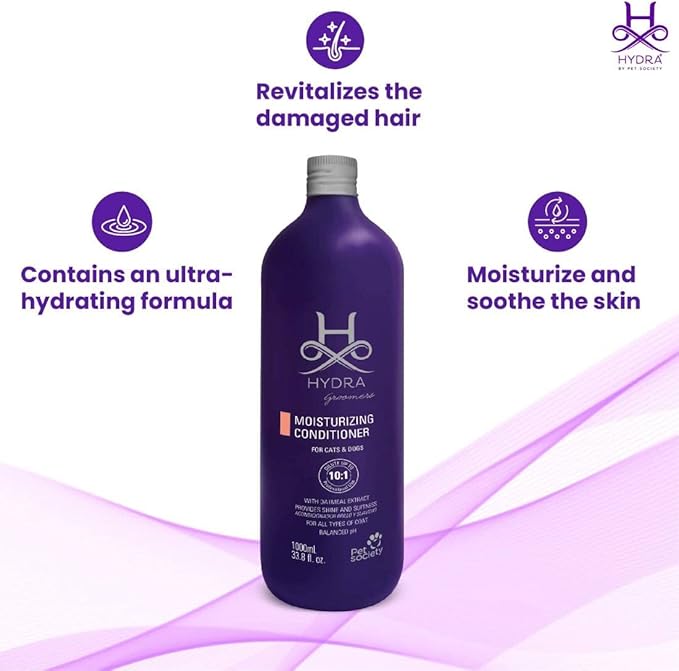 Hydra Professional Moisturizing Dog Conditioner, Oatmeal Hair Conditioner for Dogs and Cats, Suitable for All Breeds and Coat Types, Promotes Shine