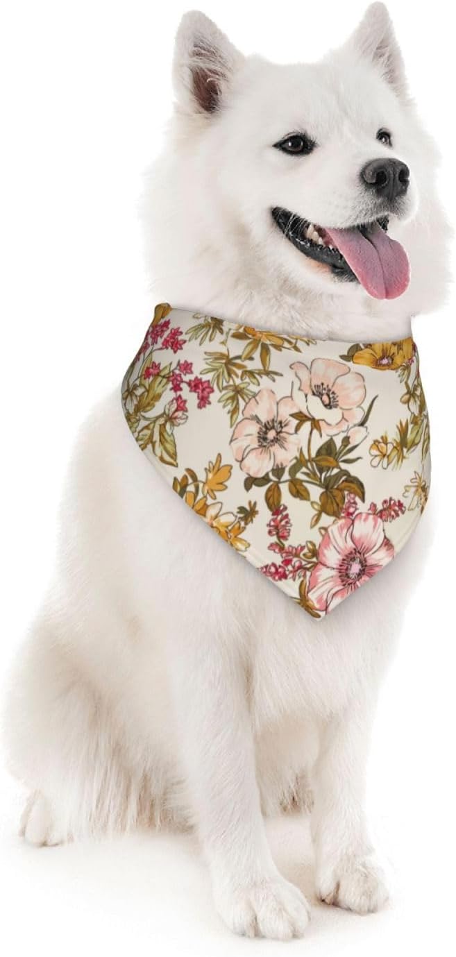 Floral Flower Dog Bandana Scarf Triangle Bibs Pet Accessories Cat Kerchief