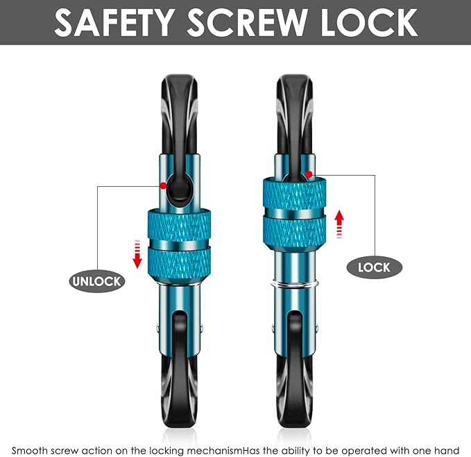 Gabbro Carabiner Clips Heavy Duty, | Wiregate Snap, Screw Locking, Aluminum, Lightweight Caribeener | for Hammock, Hiking, Camping, Water Bottle, Dog Leash Harness, Keychains