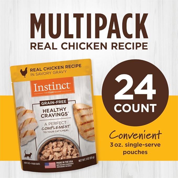 Instinct Healthy Cravings Grain Free Real Chicken Recipe Natural Wet Cat Food Topper by Nature's Variety, 3 Ounce (Pack of 24)