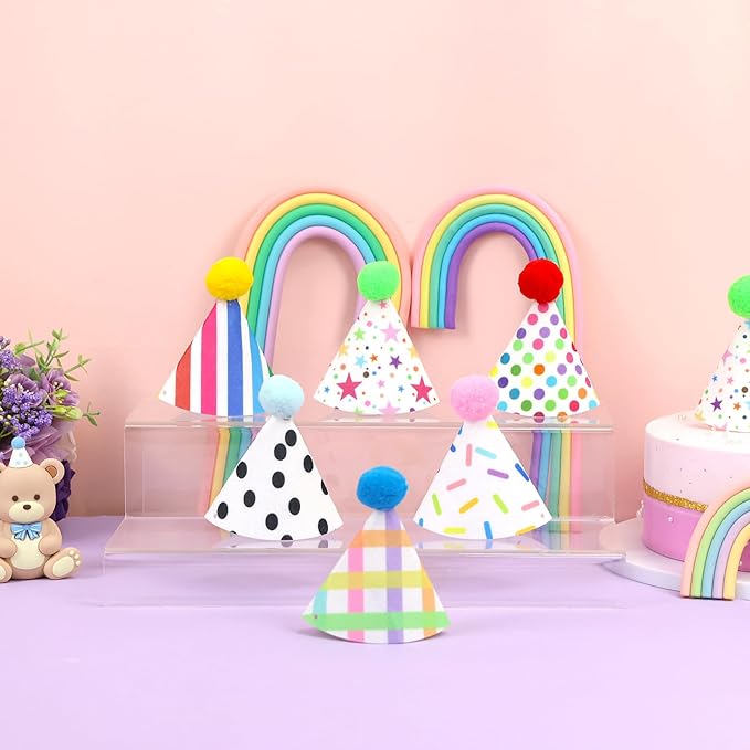 12pcs Mini Party Hats for Stuffed Animals, Party Hats for Dolls Dog Cat Rabbit Puppies Birthday Party Cone Hats Photo Prop