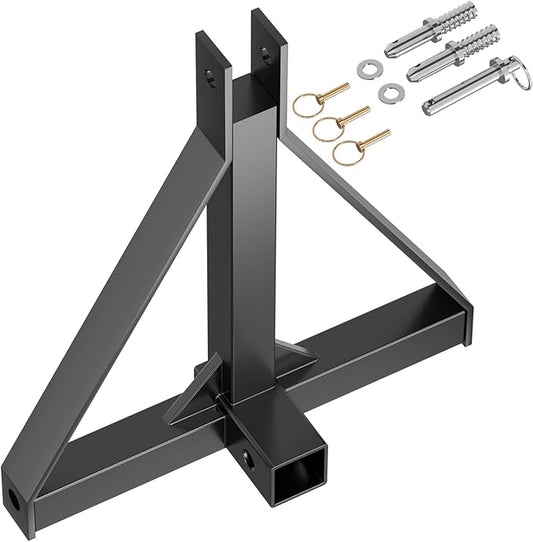 3 Point Trailer Hitch with 2" Receiver for Category 1, 3 Pt Tractor, Heavy Duty Quick Hitch Drawbar Adapter for John Deere,Yanmar, Kioti, Kubota, NorTrac, Cat, BX, LM25H, WLM Tractor (Black)