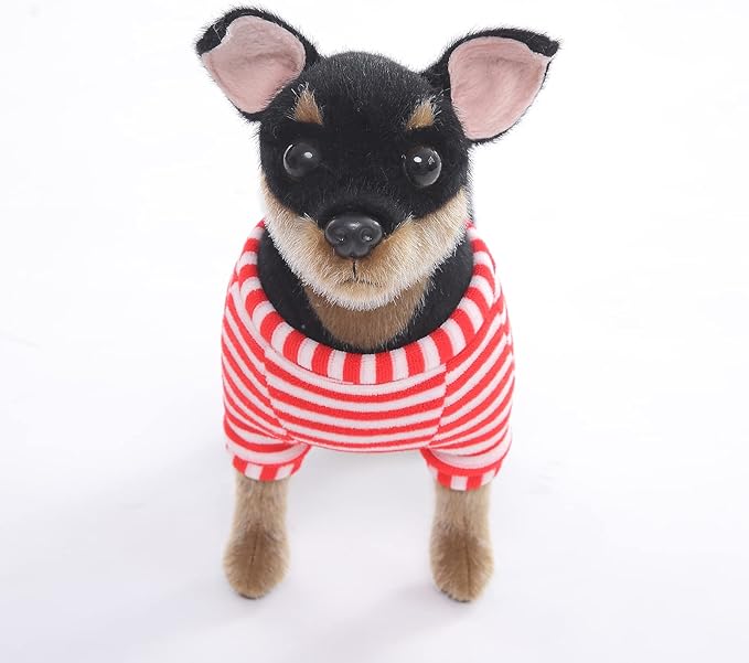 CU-MATE 10 inch Doberman Pinscher Dog Stuffed Animal - Black and Tan Lifelike & Realistic Plush Toy Puppy Dog Standing Present Gift