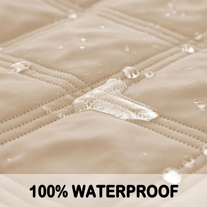 fuguitex Waterproof Dog Blanket Reversible for Small Dogs Resistant Leakproof Washable Couch Cushion Bed Protector Cover for Indoor Furniture Pet Friendly（30"*90",Beige+Taupe