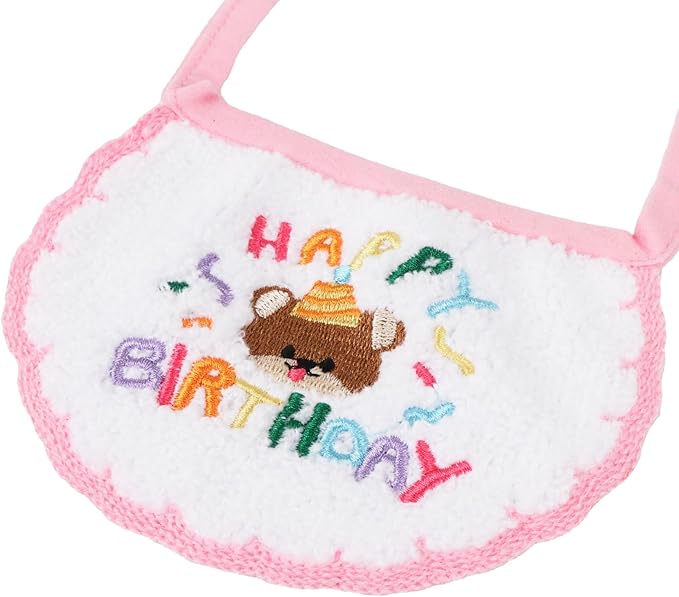 PTDECOR Cat Birthday Party Supplies, Pink Hat with Numbers Cat Bandana Pet Decorations for Kitten Birthday Outfits (Pink)