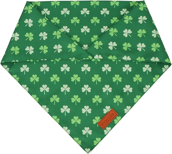 PTDECOR St.Patrick's Day Dog Bandana,Green Shamrock Reversible Holiday Dog Scarf, Multi Size, Triangle Irish Bandanas for Large and Extra Large Pets (X-Large)