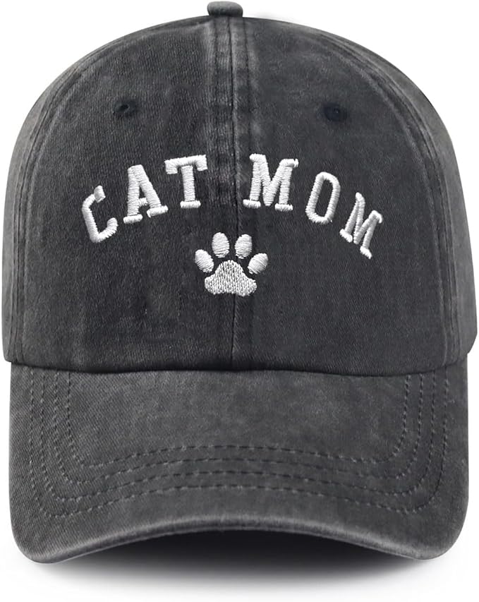 Black Cat Hat,Ragdoll Cat Embroidered Adjustable Cotton Baseball Cap for Men Women,Gifts for Cat Lovers