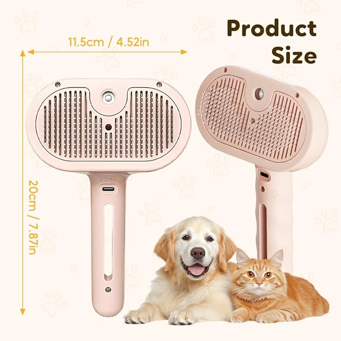 Pet Steam Brush for Dog Cat, 3 in 1 Pet Steam Groomer Comb for Indoor, Rechargeable Pets Spray Grooming Comb for Shedding Hair Removal, Mist Spray Combs for Long Short Haired Pets (Green)