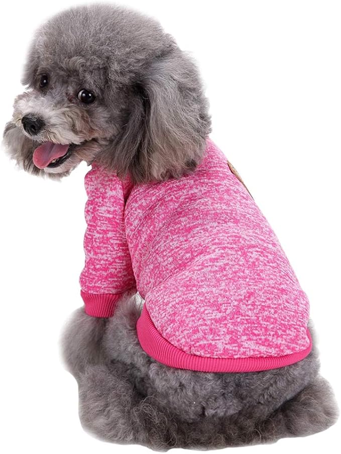 Jecikelon Dog Clothes Dogs Sweater Soft Puppies Clothing Winter Puppy Sweaters Warm Outfit for Dogs Small XXS XS Cat Apparel (X-Large, Rose)