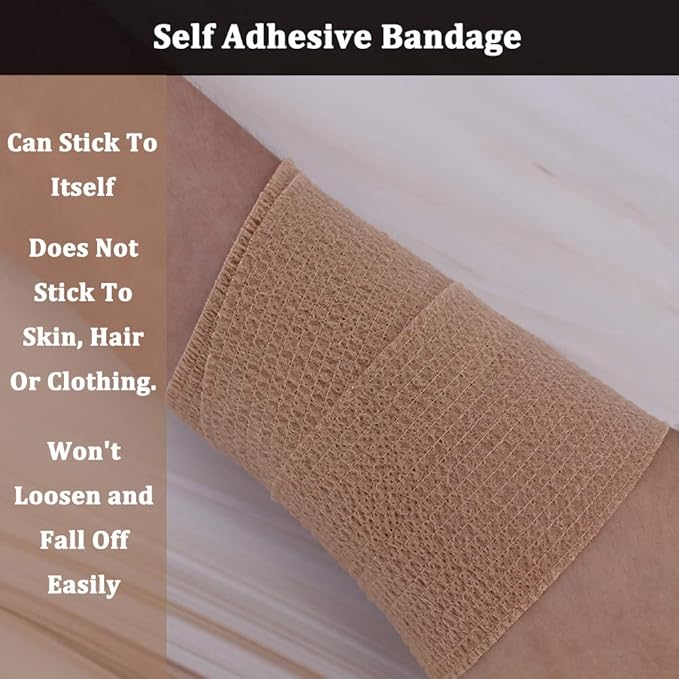 24 Pack Self Adhesive Bandage Wrap 2 Inch, Athletic Elastic Non Woven Cohesive Bandage for Sports, First Aid Medical, Wrist, Ankle Sprains, Swelling and Vet Wrap (Rainbow)