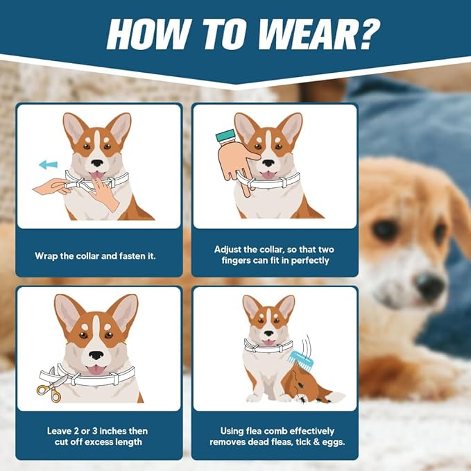 Flea and Tick Collar for Puppies, Dog Tick Collars, Flea Collar for Small Dogs, Waterproof, 8 Months Protection Each, One Size Fits All-2P