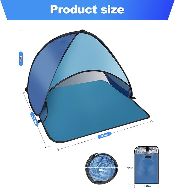 Dog Beach Tent for Pet Shade Pop Up Portable Mini Head Sun Shelters Canopy for Camping Outdoor Hiking Picnic Windproof Waterproof with Tent Nails Phone Stand for Puppy Cat Small Animals(Blue)