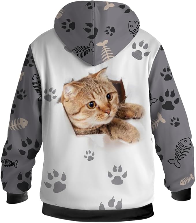 Cat Jacket for Men Women Paw Coat Hoodied Sweatshirts Zip Up Hoodies
