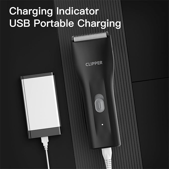 Prowerful Home Professional Dog Grooming Kit Clipper Low Noise USB Rechargeable Gifts for Dog Cat Black,TS006