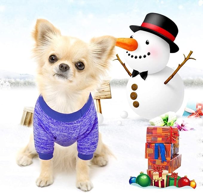 Idepet Pet Dog Classic Knitwear Sweater,Soft Fleece Coat for Small,Medium,Large Dog,Warm Pet Dog Cat Clothes,Soft Puppy Customes (S, DarkBlue)