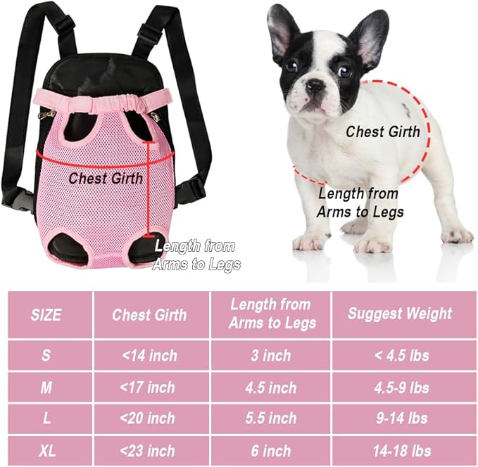 FEimaX Dog Carrier Backpack Pet Legs Out Front Cat Travel Bag, Adjustable Puppy Backpacks Carriers Hands-Free for Small Medium Dogs Cats Hiking Traveling Camping Daily Walking (Medium, Pink)