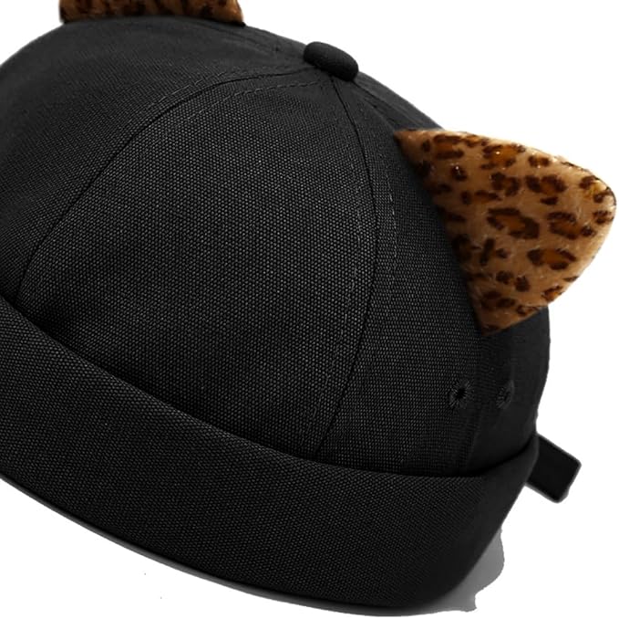 Malaxlx Cat Ear Docker Cap for Women Men – Brimless Cotton Sailor Beanie Skull Cap