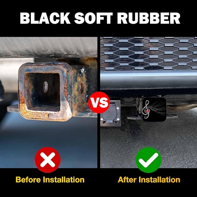 Auto Hitch Cover for Trucks Music Notes, Swirl Treble Love Music Sheet Notes Sturdy Rubber Hitch Tube Covers 2" Trailer Hitch Cover Tow Receiver Tube Plug Cap for Cars Sedans