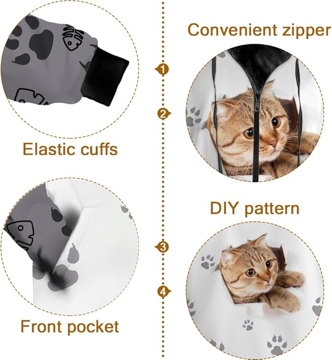 Cat Jacket for Men Women Paw Coat Hoodied Sweatshirts Zip Up Hoodies