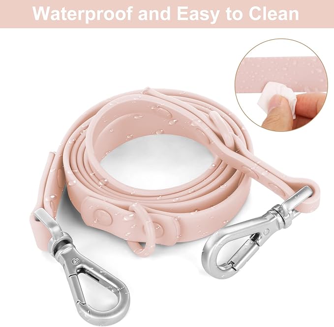 Wisedog Waterproof Dog Leash – 5ft/6ft Adjustable with 2 Hooks & Traffic Handle, Easy to Clean Double Clip Leash for Small, Medium, Large Dogs (Gossamer Pink,S)