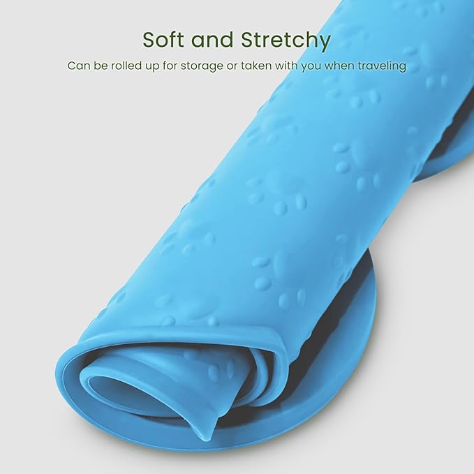 Dog Food Mat Anti-Slip Silicone Dog Bowl Mat Thicker Pet Placemat Waterproof Cat Feeder Pad with Raised Edge Puppy Kitten Feeding Mats Suitable Small Medium-Sized Dogs Cats Eating Tray