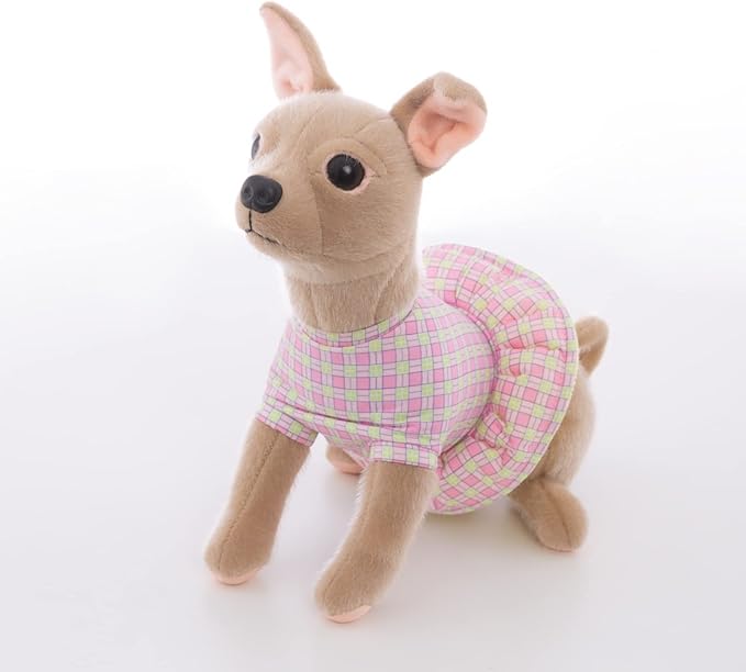CU-MATE 12-Inch Stuffed Animal Chihuahua Plush Toy Realistic Puppy Dog Sitting in a Skirt (Present Gift)