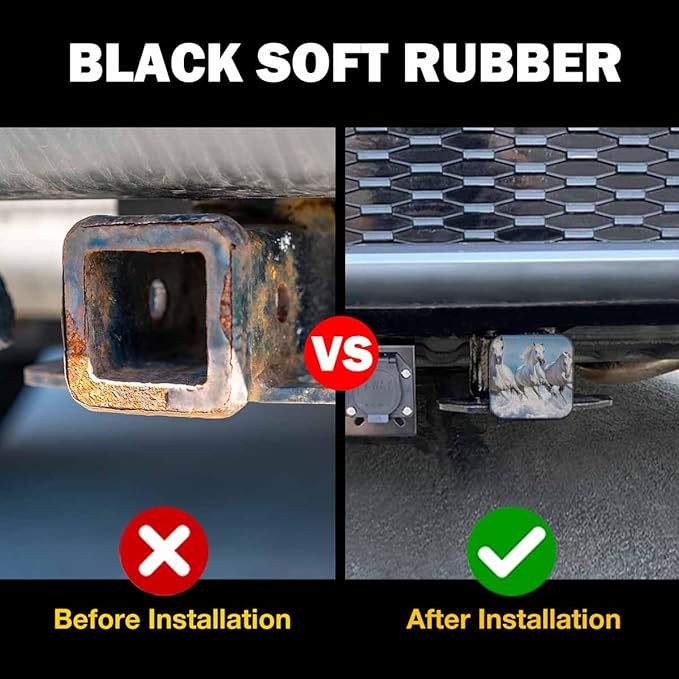 Horse Tow Trailer Hitch Cover Plug Insert - Running Horse Receiver Compatible With Most Auto Cars Trucks for 2 Inch Receivers - White Horses Ocean Sea Design