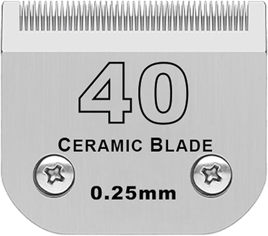 Detachable Pet Dog Grooming Clipper Ceramic Blade,Compatible with Andis Size 40 Cut Length 1/100"(0.25mm),Compatible with Oster A5, Wahl KM Series Clippers