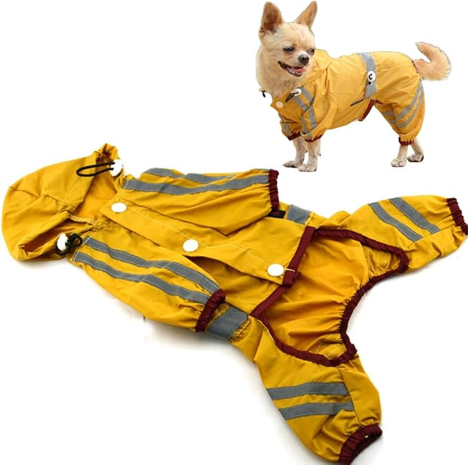 PVC Dog Raincoat Single- Layer Puppy Rain Coat Waterproof Breathable Pet Cat Small Dog Rainwear (Yellow,) Cute Dog Apparel Accessories