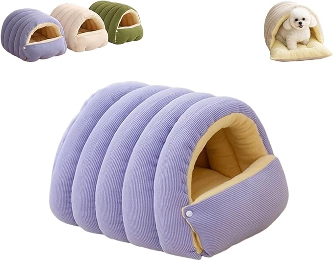 Cozy Monster Cat Bed,Soft and Warm Cats House Tent Beds,Non-Slip Removable Washable for Cats and Small Dogs (Purple,Large)