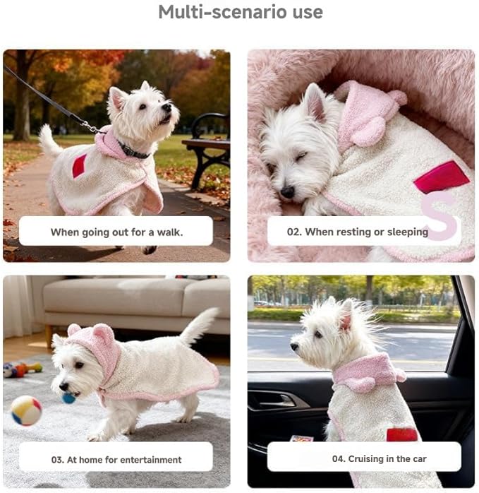 Pet Cape Blanket,Wearable Dog Robe, Non-Slip Backing, Hooded Cape Blanket for Dogs and Cats (Camel, Large)