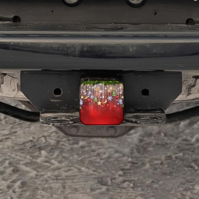 Swono Christmas Hitch Tube Cover Sparkling Stars Snowflakes Christmas Red Trailer Hitch Cover Tube Plug Insert Car Accessories Truck Hitch Covers Fits 2" Receivers