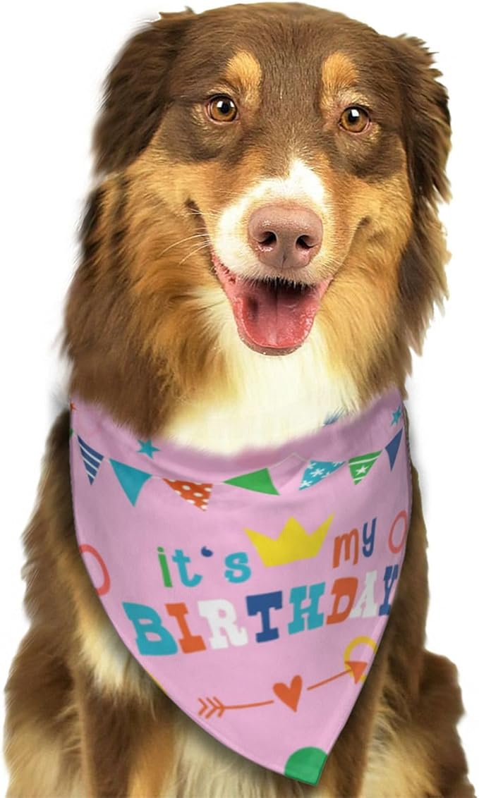 It's My Birthday Pink Dog Bandana Scarf Triangle Bibs Pet Accessories Cat Kerchief