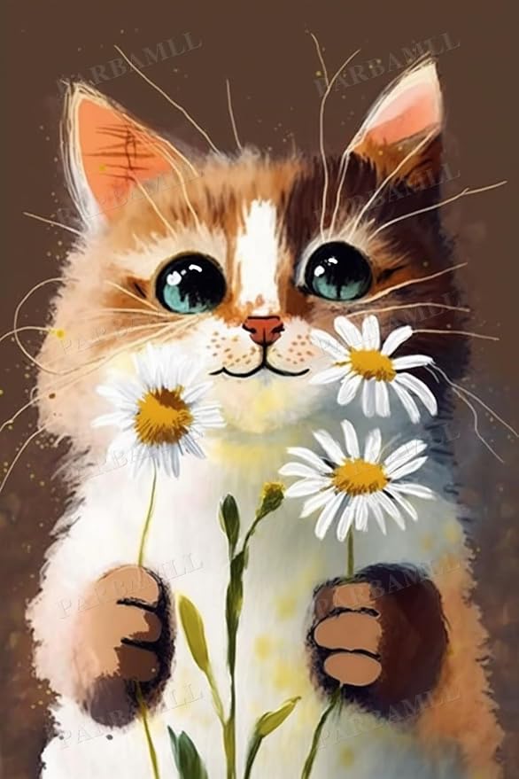 Cartoon Cat Illustration1 300 Piece Jigsaw Puzzle - Two Piece Set Wooden Adult Jigsaw Puzzles with Challenging Brain Challenges - Great for Puzzle Lovers 11 X 16 inch