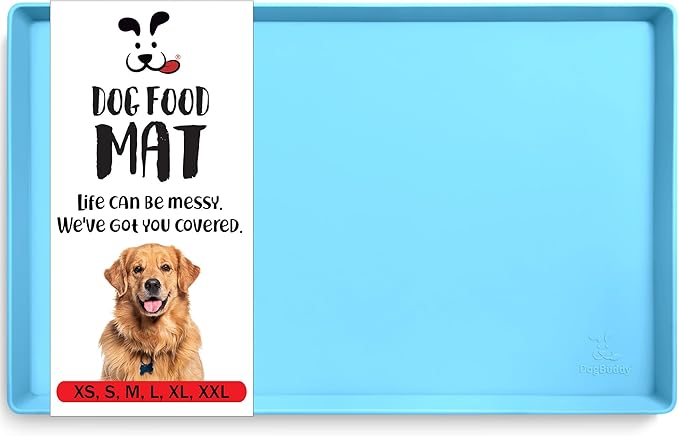 DogBuddy Dog Food Mat – Waterproof Dog Bowl Mat for Food and Water, Silicone Pet Feeding Mats for Floors, Non-Slip Placemat with High Edges for Dogs Bowls, Puppy Essentials (XXL: 32"x24", Maya)