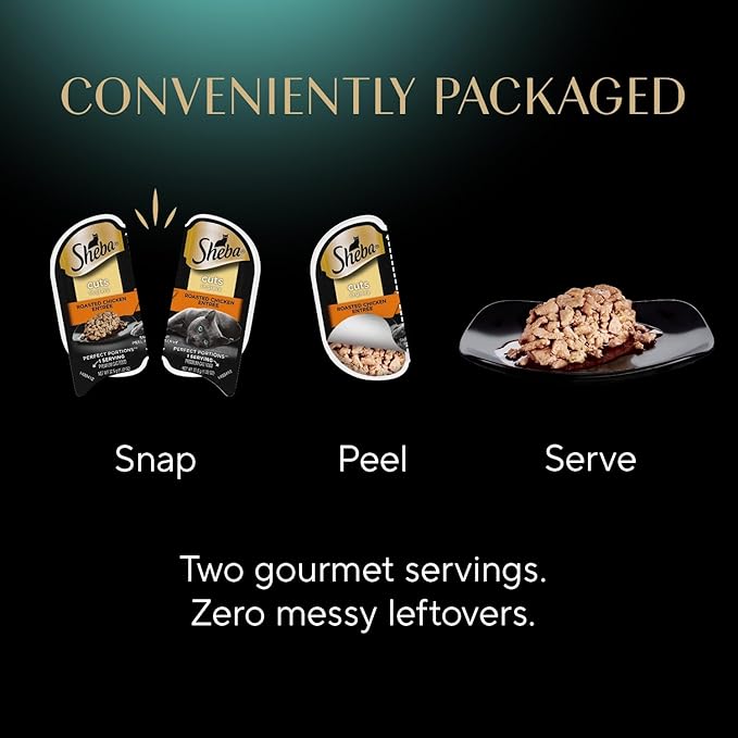 Sheba Perfect Portions Wet Cat Food Cuts in Gravy, Roasted Chicken Entree and with Sustainable Tuna, 2.6 oz. Twin-Pack Trays (12 Count, 24 Servings)