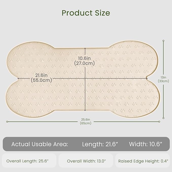 Dog Food Mat Anti-Slip Silicone Dog Bowl Mat Thicker Pet Placemat Waterproof Cat Feeder Pad with Raised Edge Puppy Kitten Feeding Mats Suitable Small Medium-Sized Dogs Cats Eating Tray