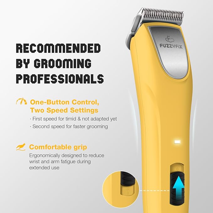Professional Dog Clippers for Grooming, 2 Speed Pet Grooming Kit for Thick Curly Matted Coats, Low Noise Heavy Duty Cordless Hair Trimmer with Detachable Metal Blade