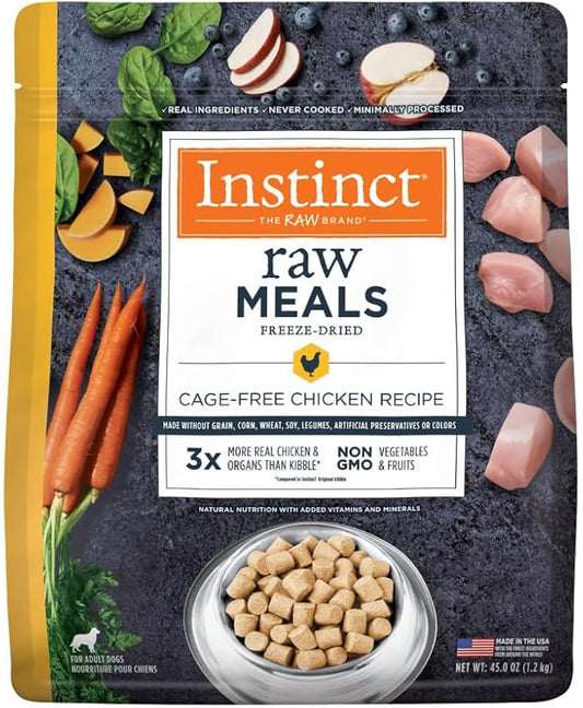Instinct Freeze Dried Raw Meals, Natural Dry Dog Food, Grain Free - Cage Free Chicken, 45 oz. Bag