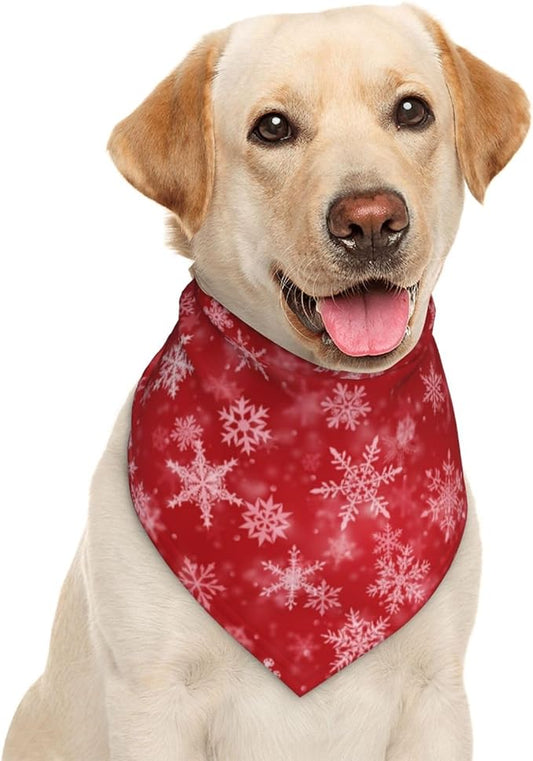 Christmas Snowflake Red Dog Bandana Scarf Triangle Bibs Pet Accessories Cat Kerchief