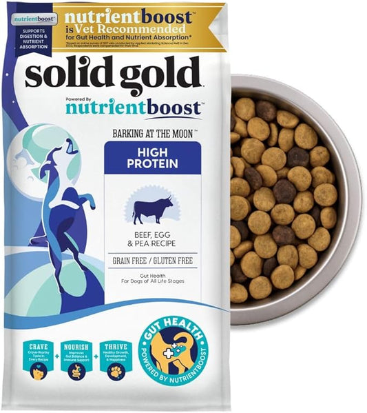 Solid Gold High Protein Dog Food Dry Dog Kibble - Premium Beef Protein & Digestive Probiotics for Energy, Muscle, Gut & Immune Support - Healthy Grain & Gluten Free Dogfood - Nutrientboost - 3.75 LB