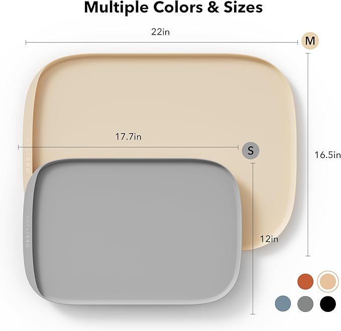 PETLIBRO Cat Food Mat Safety Silicone Dog Food Mat for Feeder Fountain Waterproof Dog Bowl Mats Raised Edge Spill Protection Floor, Cove Feeding Pet Mat(for PLAF109 PLAF301), 22''x16.5''