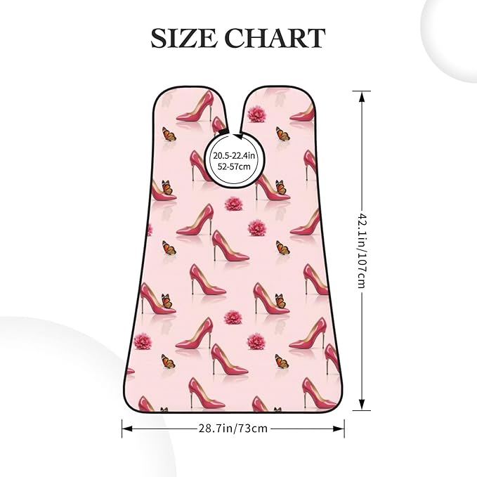 Beard Hair Catcher Bib, Waterproof Non-Stick Grooming Apron for Shaving Trimming, Perfect for Men Dad, Elegant Pink High Heel Shoes Butterfly Shave Bib