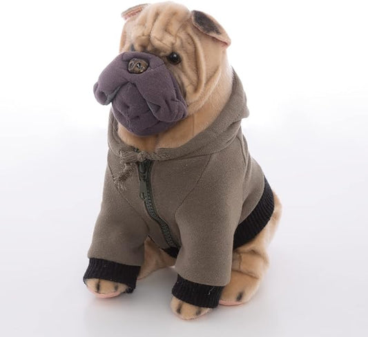 CU-MATE 12-Inch Stuffed Animal Shar Pei Dog - Lifelike & Realistic Plush Toy Puppy Sitting Dog Present Gift