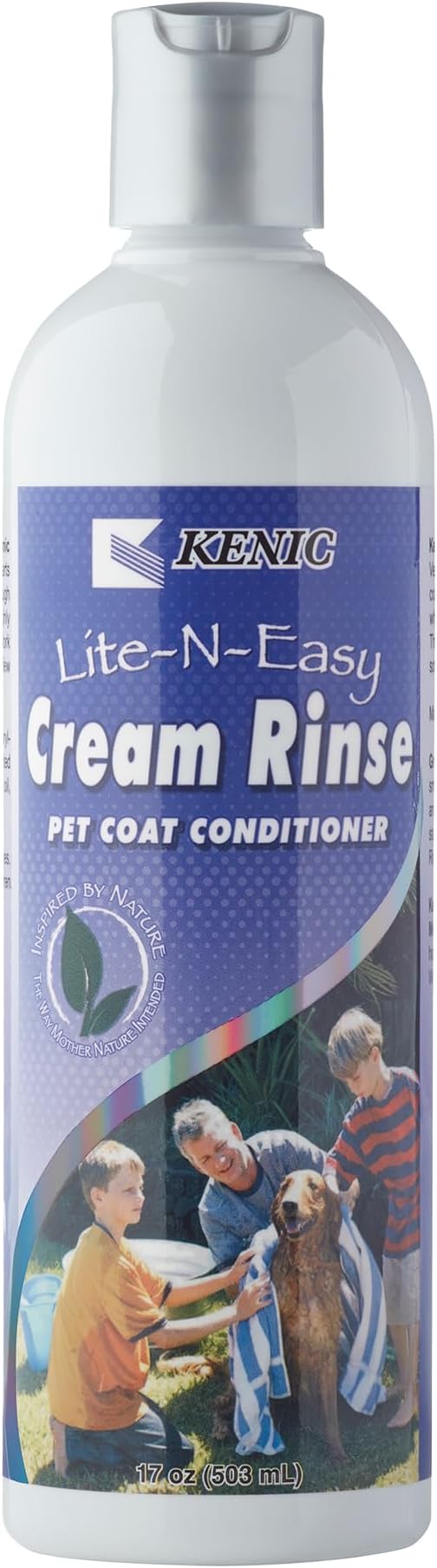 Kenic Lite-N-Easy Pet Cream Rinse Conditioner for Dogs, Cats, Rabbits & Ferrets, Detangle and Shine Formula, Made in USA
